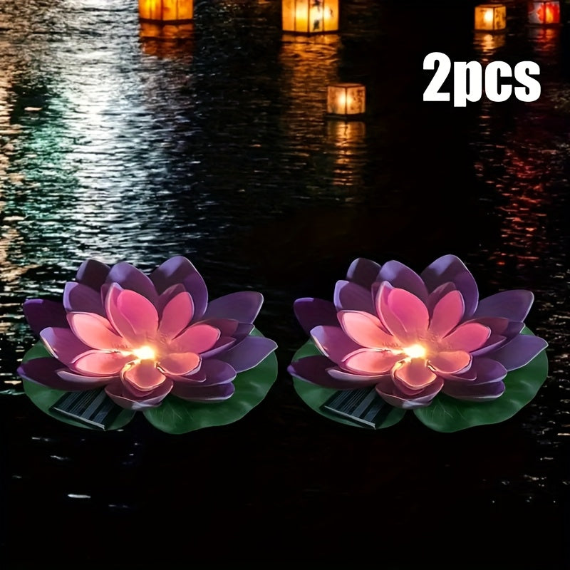 Solar-Powered LED Lotus Lamp - Vibrant Pink & Yellow Flower Designs, Outdoor Patio & Tabletop Decor, Ideal for Garden, Lawn, and Pathway Lighting, Solar Outdoor Light|Lotus Flower Design|Durable Plastic