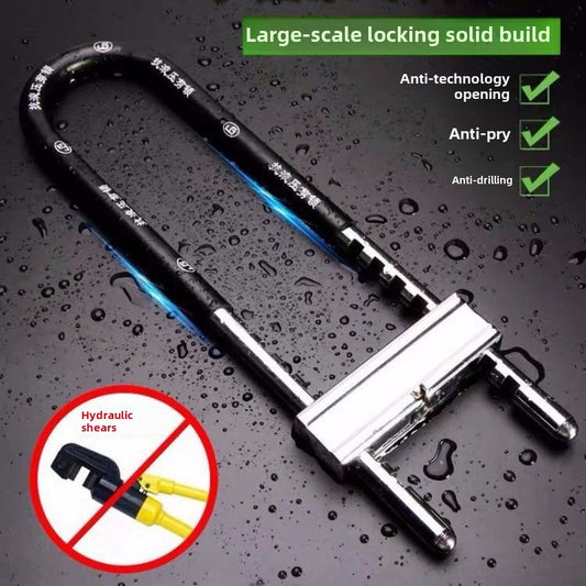 High-Security C-Class 3-Key Heavy-Duty Steel U-Lock Padlock - Anti-Theft, Anti-Cut, Anti-Drill - Secure Lock for Motorcycles, Electric Bikes, Scooters, Glass Door Entrances