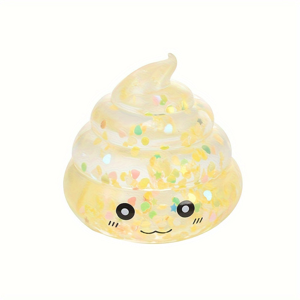 3pcs/set parody prank feces cute maltose pinch music Golden powder glitter feces pinch music squeeze toy (random color)