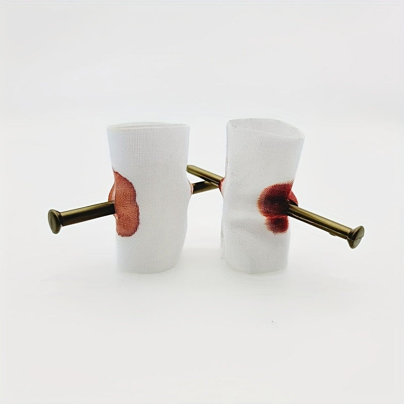 [Halloween Prank] 2-Pack Fake Blood Nail Through Finger Prank | Magic Trick Bandages for Party Gags, Jokes, and Halloween Fun, Suitable for Ages 14+