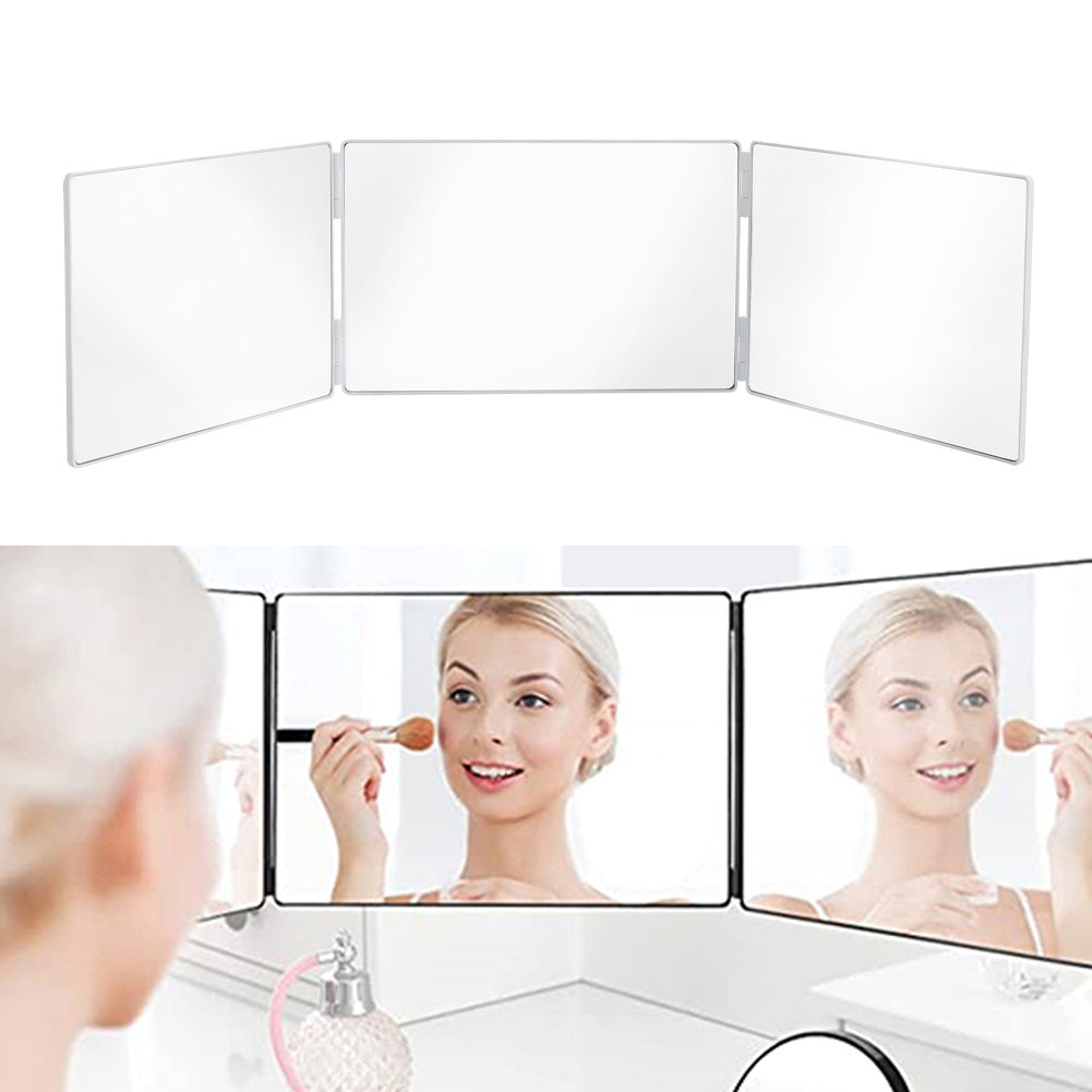 Rotating Three Way Mirror Hair Clipper, 3-way Rotating Folding Makeup Mirror,