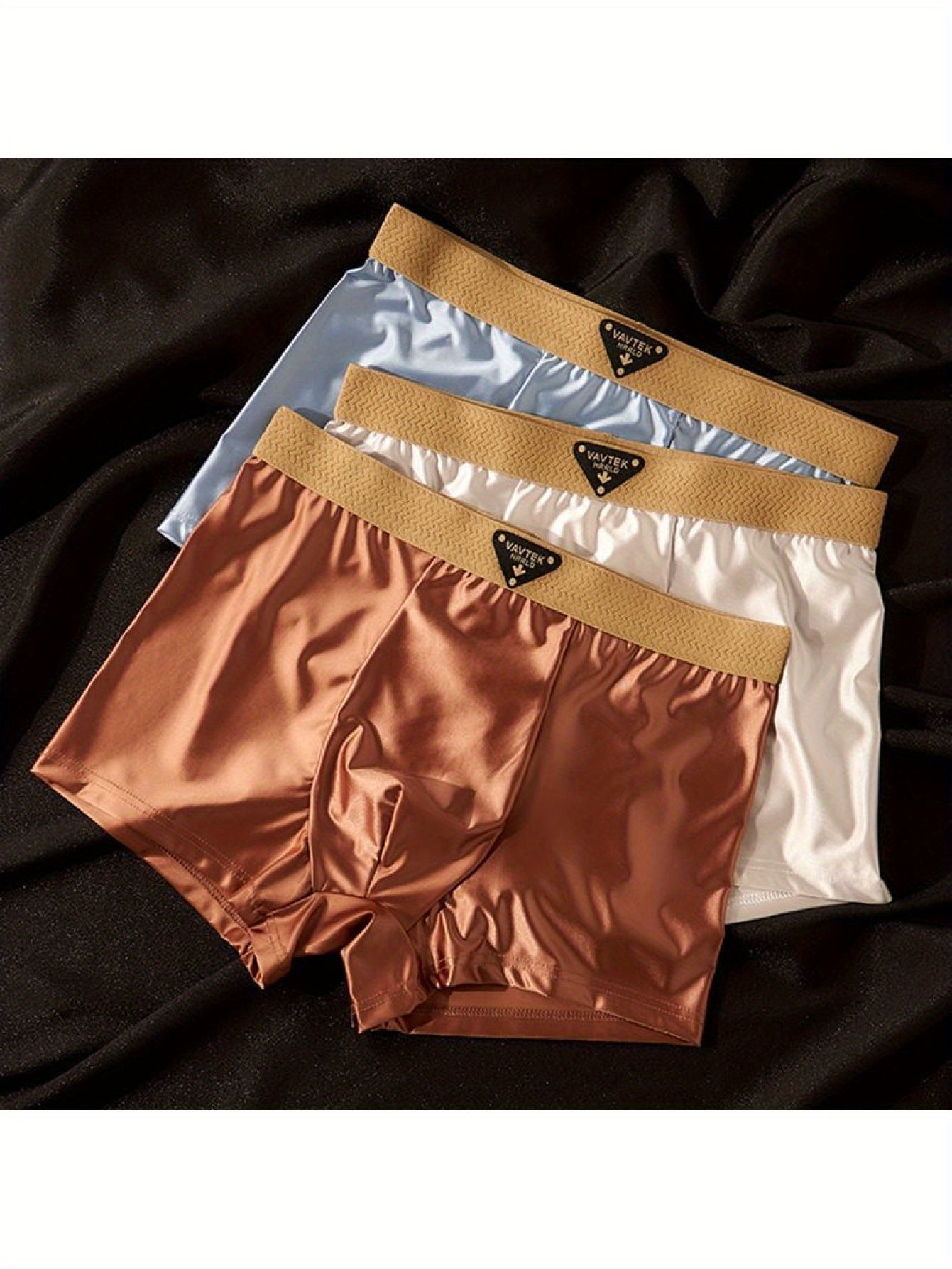 [Luxury Men's Underwear] 4pcs Men's Luxury Underwear. - Non-Transparent Ice Silky Fiber Boxer Briefs .