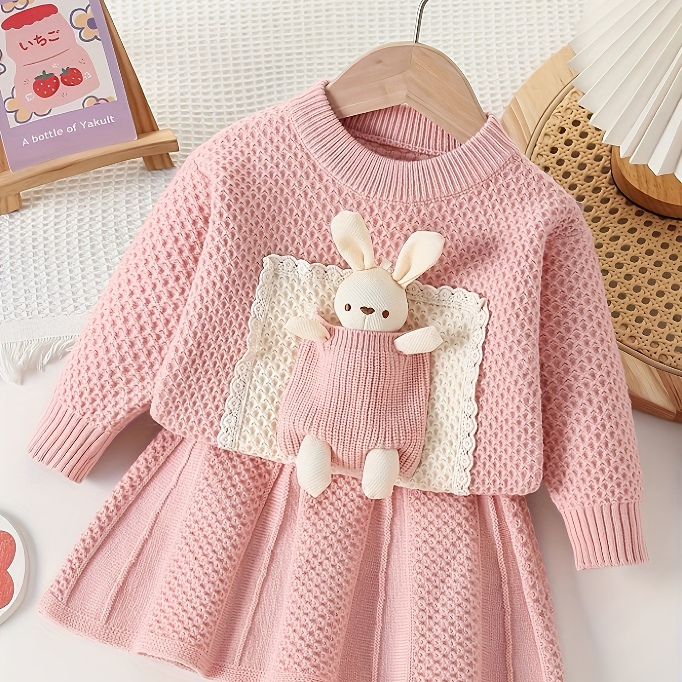 Girls' Cute Knit Set, Suitable for Ages 3-7