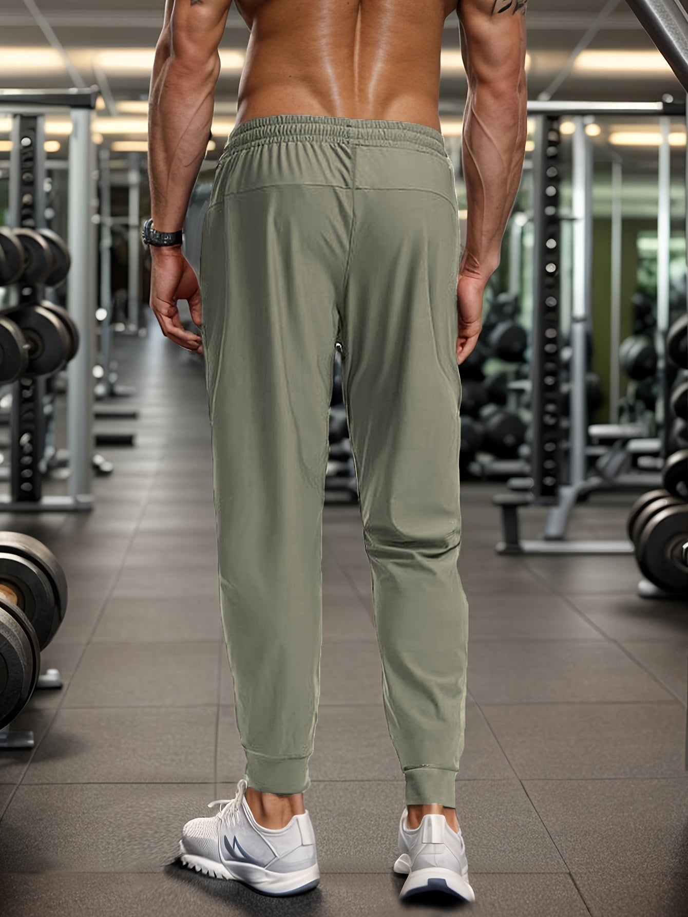 Men's Breathable Casual Sports Pants with Zipper Pockets