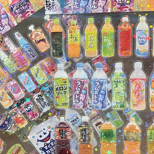 10/20pcs Kawaii Anime Snack Packaging Stickers, Multicolor Glitter Finish, Pre-pasted PET Cartoon Decals for Phones, Plastic Surface Compatible, Irregular Shape, Single Use Embellishments for Diary & Stationery