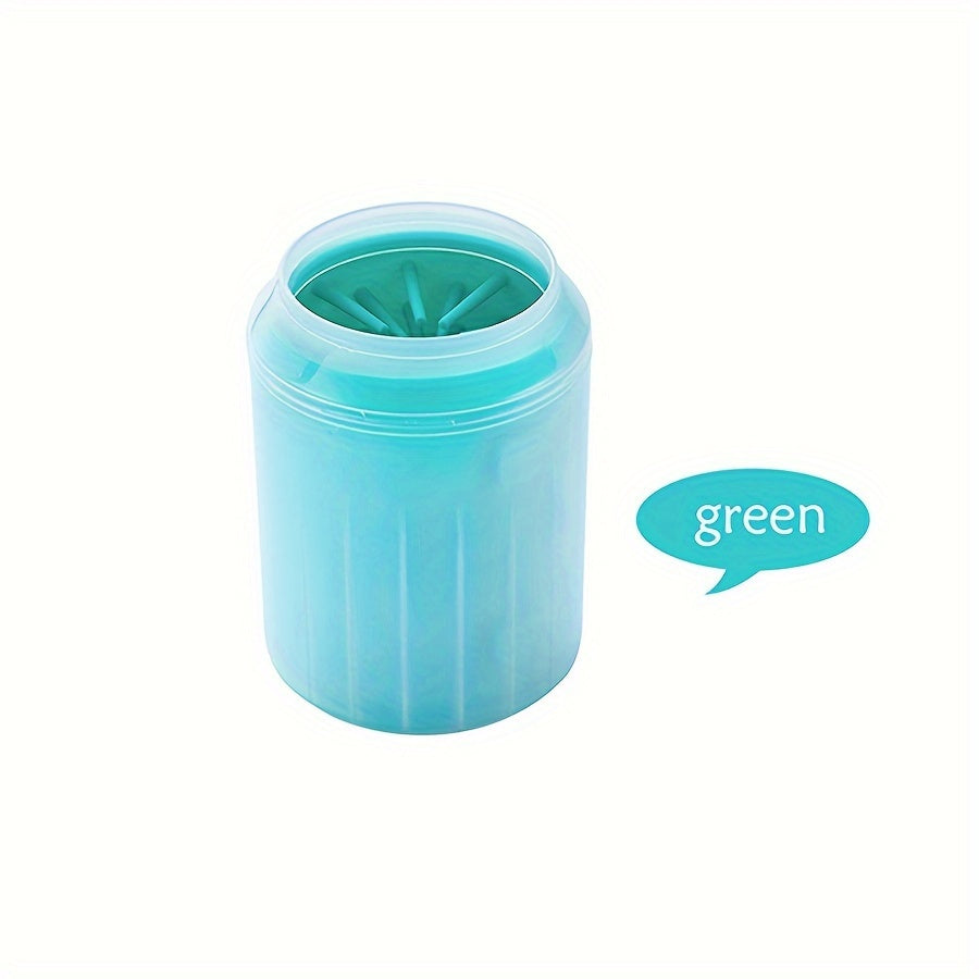 Blue & Yellow Automatic Pet Foot Washing Cup - Soft, Comfortable, and Durable Silicone for Easy Dog and Cat Paw Cleaning.