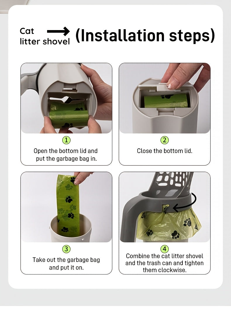 2-in-1 Cat Litter Scoop with Trash Can
