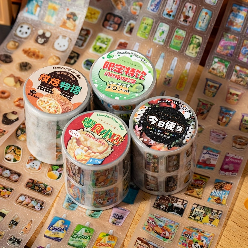 1 Roll Japanese Food-Themed Washi Tape - High Quality PET Film with Sushi, Ramen, Mochi & Matcha Designs for Scrapbooking, Journals, DIY Crafts - Cute Kawaii Decorative Gift for Birthdays, Holidays, Scrapbooking Essentials |