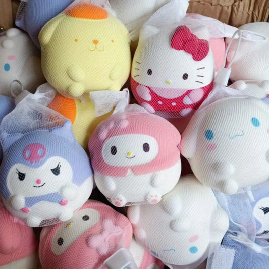 Sanrio Kawaii Melody Decompression Black Beauty Cinnamoroll Babycinnamoroll Squishy Cartoon Hand Pinch Toy, Hot Plastic Polyurethane Material, Mixed Colors, Healing Gift for Ages 14+