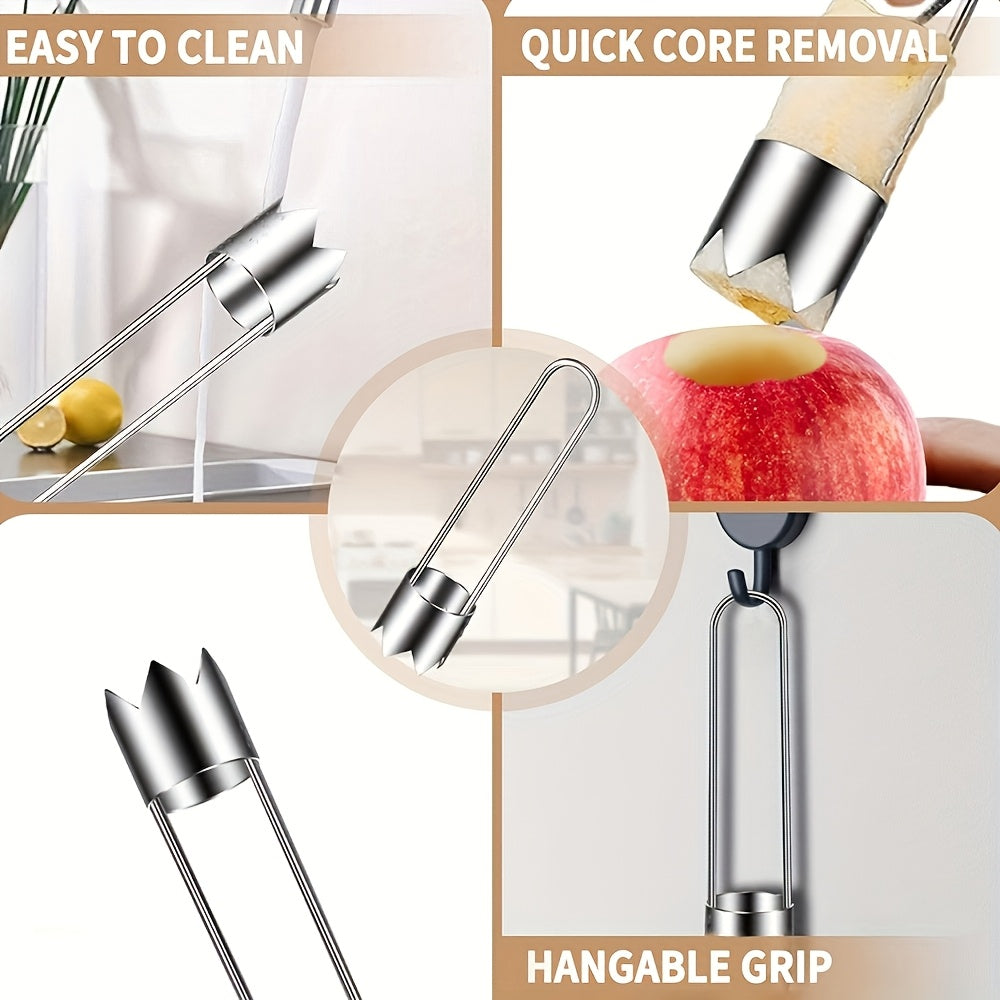 1/2/3pcs Stainless Steel Fruit & Vegetable Corer Tool - Efficient Kitchen Gadget for Cucumbers, Bell Peppers, Apples, Tomatoes, Jalapenos - Durable, Easy-to-Use Core Remover for Home Cooking, Core Removal Tool | Streamlined D