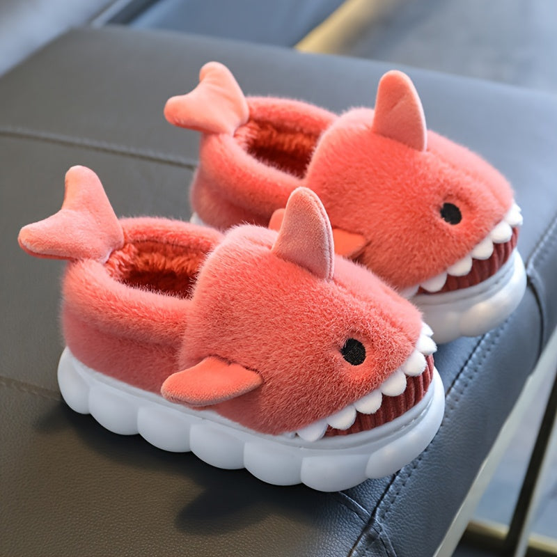 Youngsters' Cartoon Shark Plush Slippers