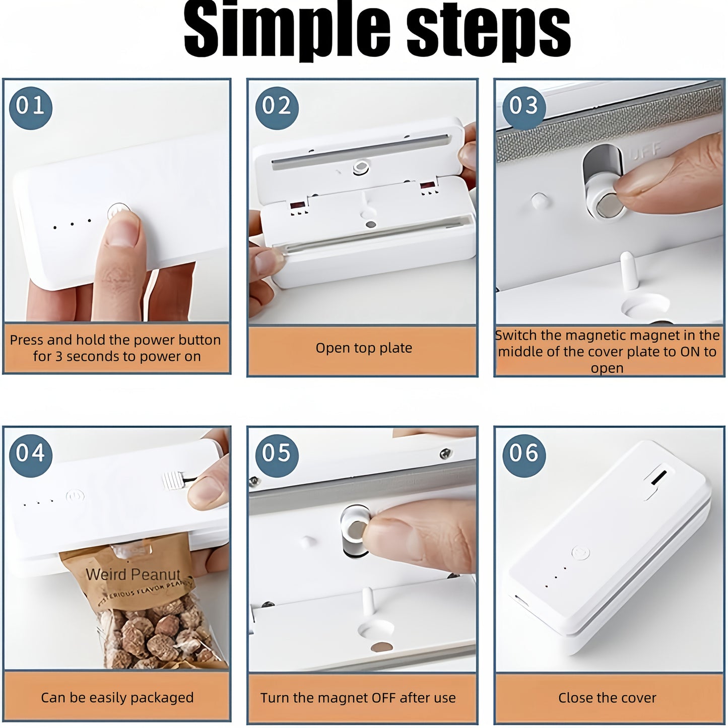 Portable Sealing Machine, 1300mAh, USB Charging | Quick Sealing, Used for Resealing Snacks and Plastic Bags to Keep Food Fresh | Very Suitable for Kitchen, Food Storage Mini Sealing Machine, Holiday Gifts,