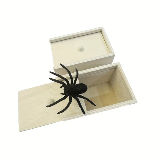 [Fun Surprise Spider Box Toy] Original Spider Prank Box, Fun Wooden Box Toy Prank, Funny Christmas Halloween Gift Box Surprise Toy and Prank Gift Practical Joke Kit, Surprise Your Family and Friends with this Fun Wooden Toy S