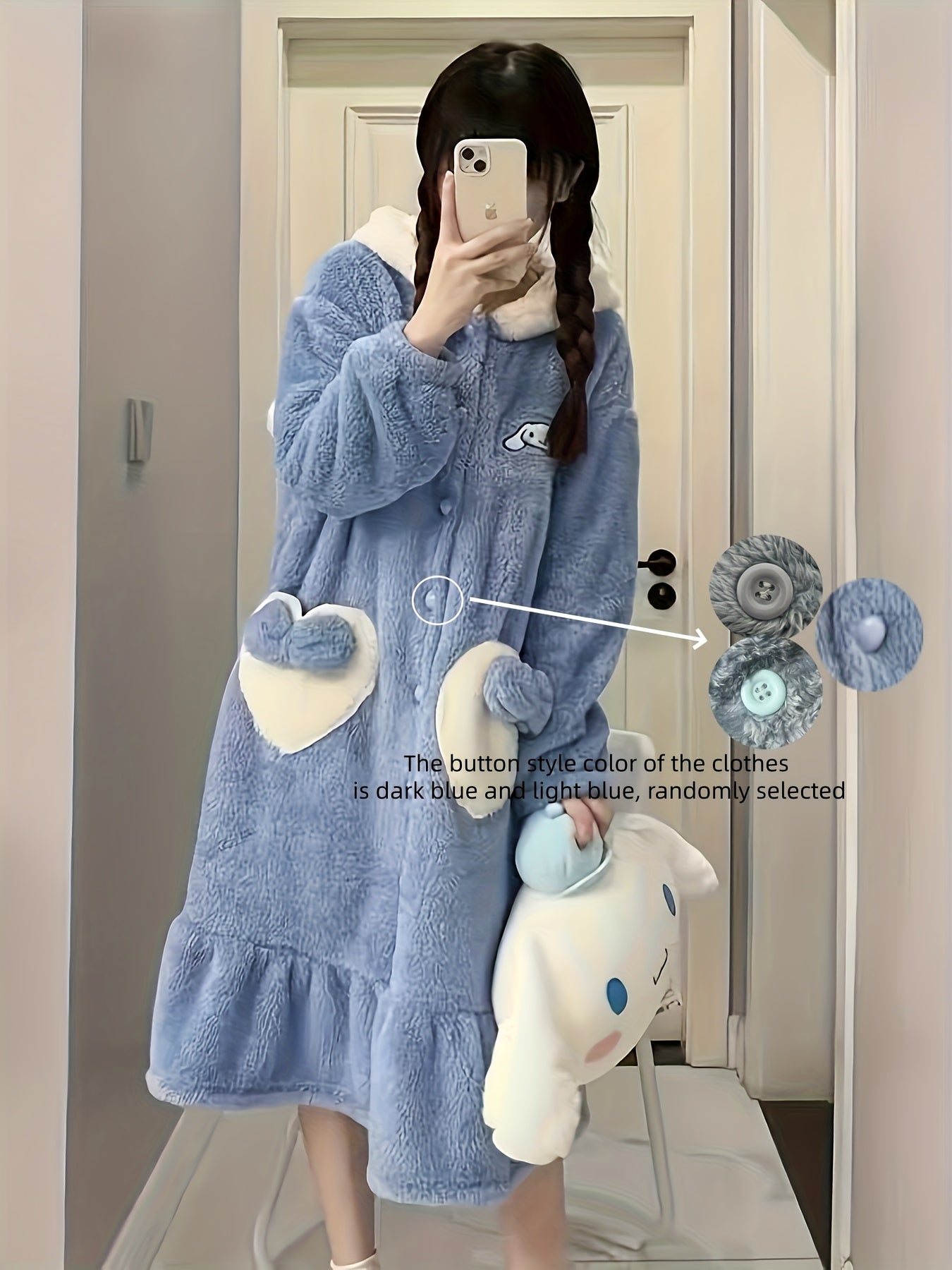 Mother's Day Gift Sanrio New Hello Kitty Women's Autumn Winter Warm Pink Coral Fleece Home Robe.