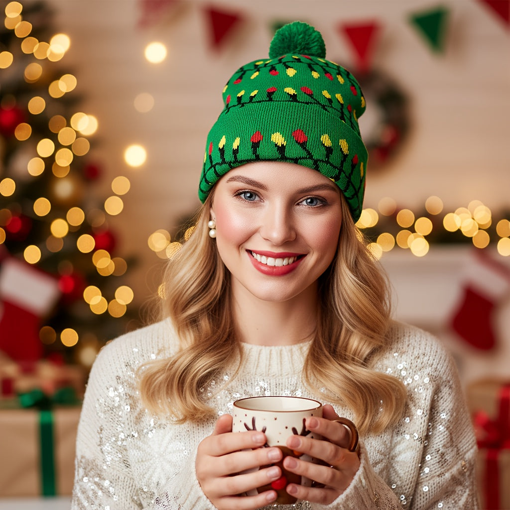 1pc Cartoon Jacquard Double-Layer Knitted Hat