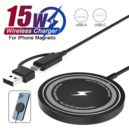 [Magnetic Wireless Charger] Apple Magnetic Wireless Charger 15W | for iPhone 15 14 13 12 11 Pro Max 13Mini with Macsafe Wireless Charging on Induction Back Case