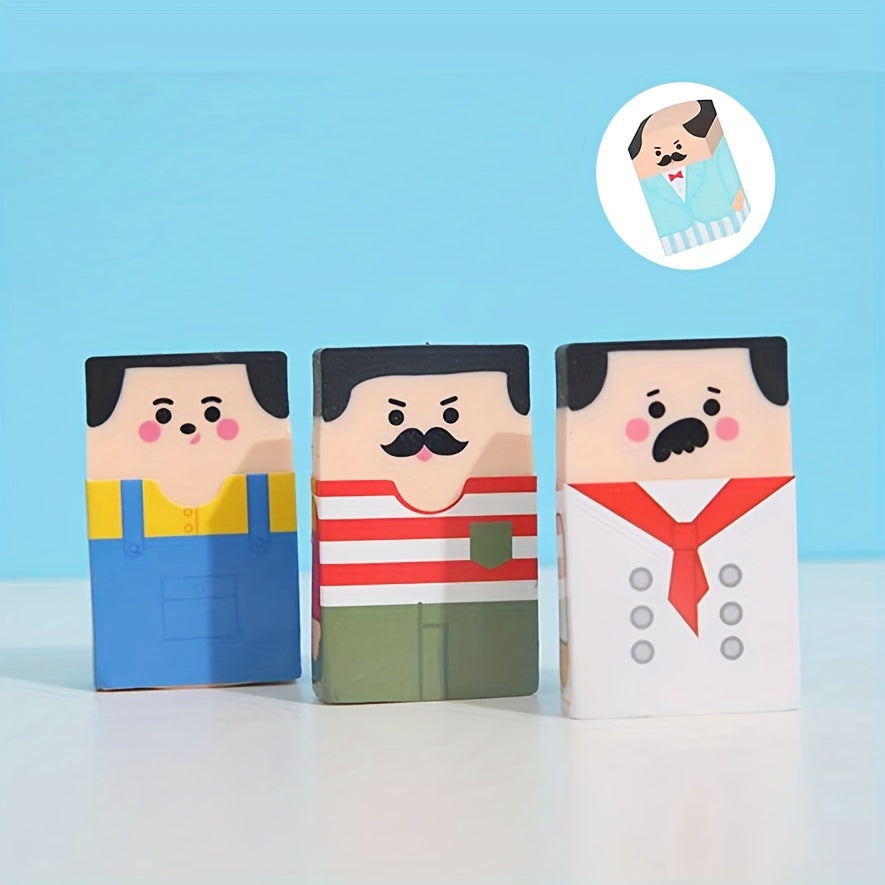 4pcs Of Novelty Bald Man Eraser Interesting Stationery School Supplies