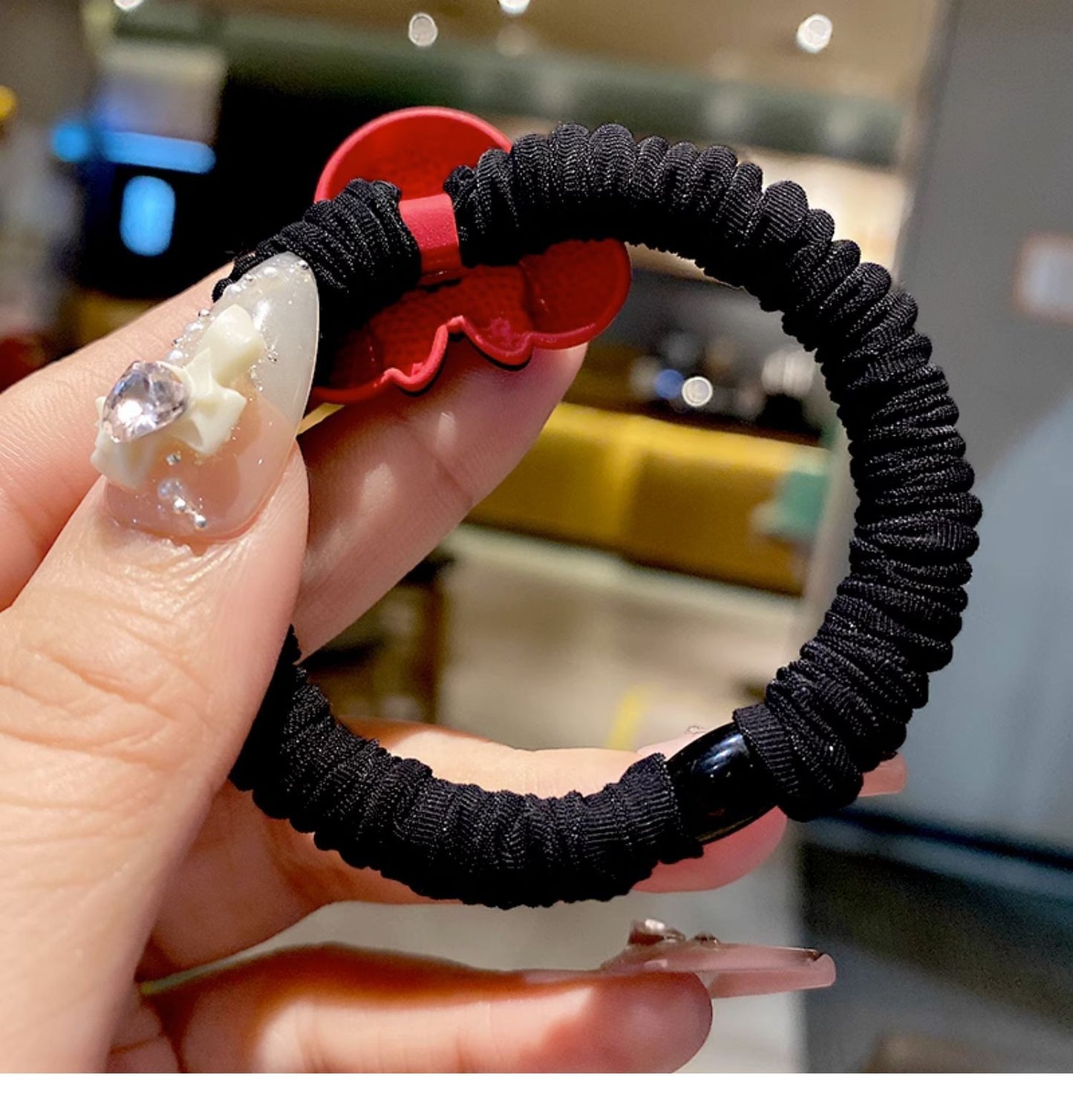 Disney 1pc Mickey Headband | New Style Cute Simple Hair Tie Ponytail Ring for Women | Perfect Travel Outfit Matching Decoration