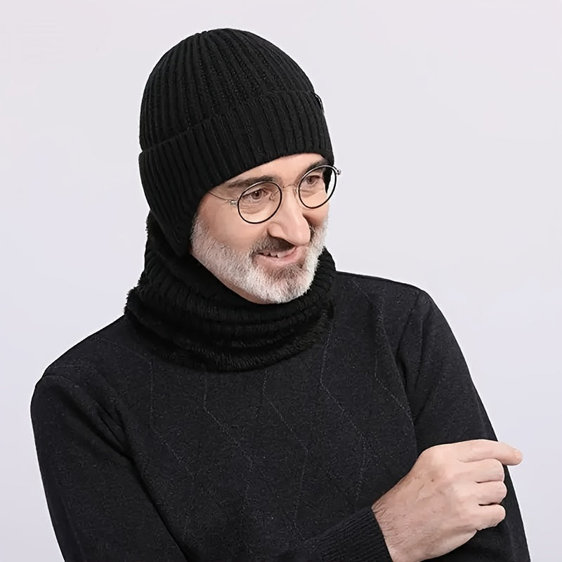 1pc Men's Thick Fleece-Lined Knit Beanie