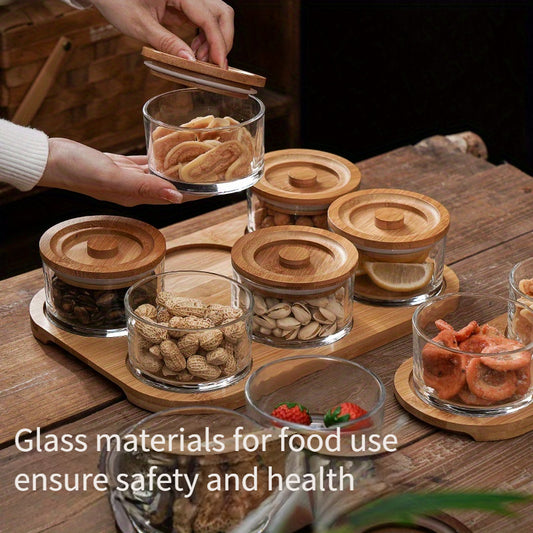 A Compartmentalized Fruit Platter with a Lid for Snacks, Nuts, And Tea Storage,