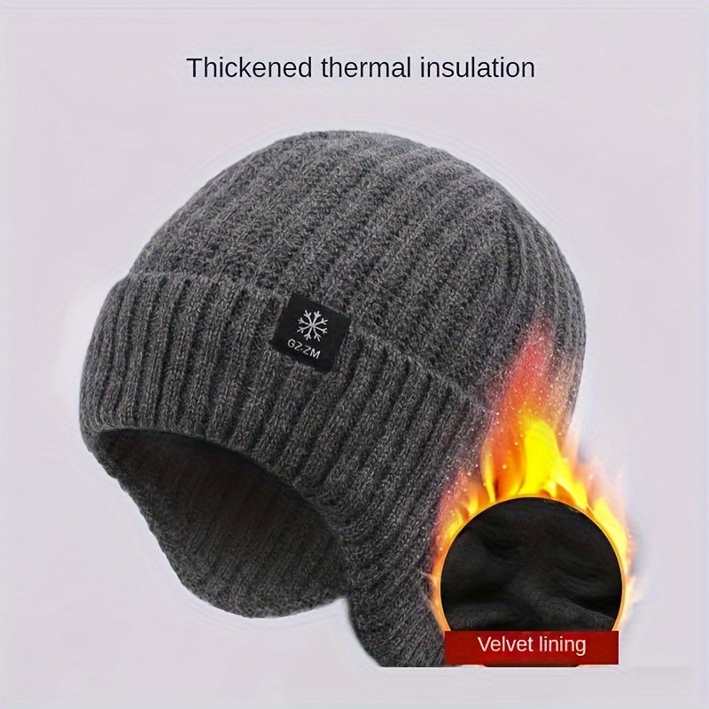 1pc Men's Thick Fleece-Lined Knit Beanie