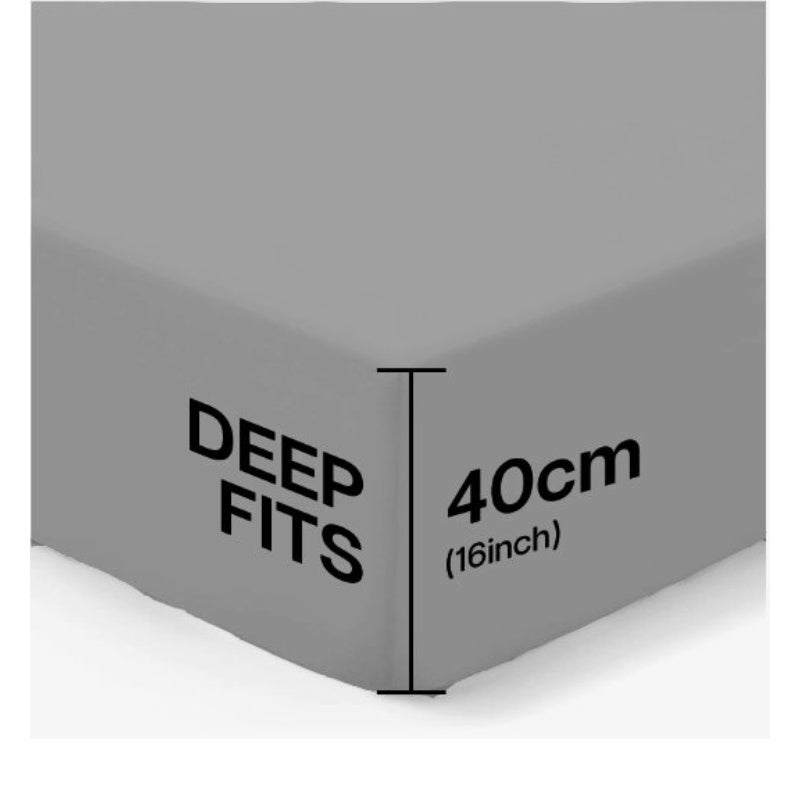 4B 40CM Extra Deep Fitted Sheets with All Around Elastic, Secure Fit for Thick & Pillow Top Mattresses,