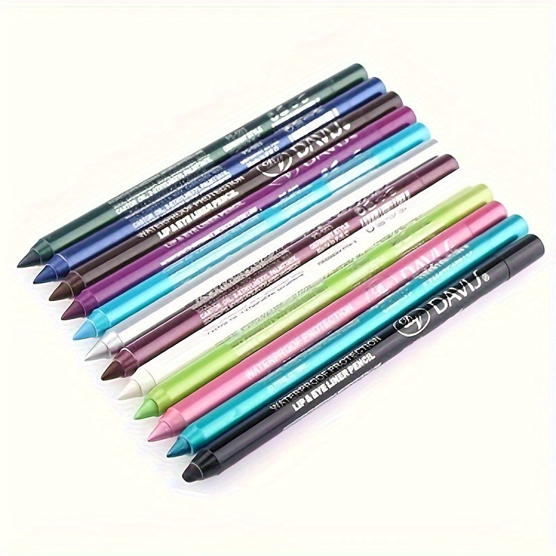 12 Eyeliner Pens With Pencil Sharpener Set 2 In 1 Color Makeup Eyeliner Pen Eye Shadow Waterproof And Sweat Resistant Durable Valentines Day Gifts