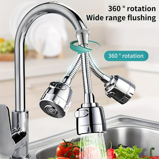 [Stainless Faucet] 1pc Stainless Steel 360° Swivel Kitchen Faucet Sprayer | 2-Speed Universal Sink Head with Splash-Proof Extension, Water Saving Household Tap Aerator, Single-Hole Deck Mount, Classic