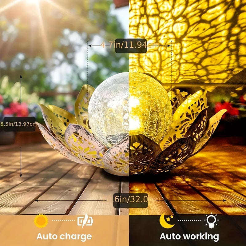 Solar Iron Art Lily Lamp, Outdoor Lighting, Suitable for Courtyard, Garden, Park, Pathway, Lawn