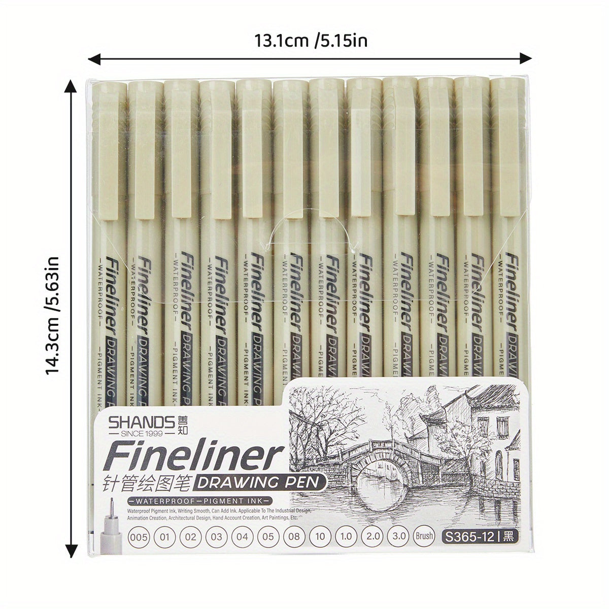 12pcs Fine Liner Waterproof Ink Pens Set - Black, Various Tip Sizes for Detailed Sketching, Journaling, Contouring & Cartoon Animation, Smooth Flowers & Precision Artwork