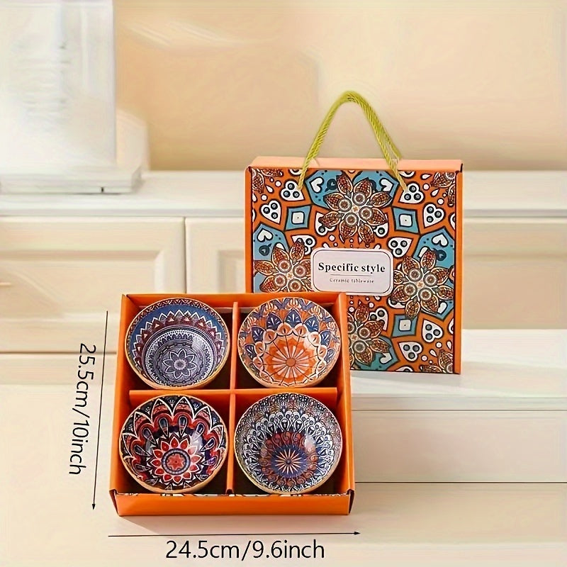 2/4/6 Cereal Bowls with Gift Box, Ceramic Soup Bowl Set, Kitchen Coloured Bowls for Dishwasher and Microwave Safe.