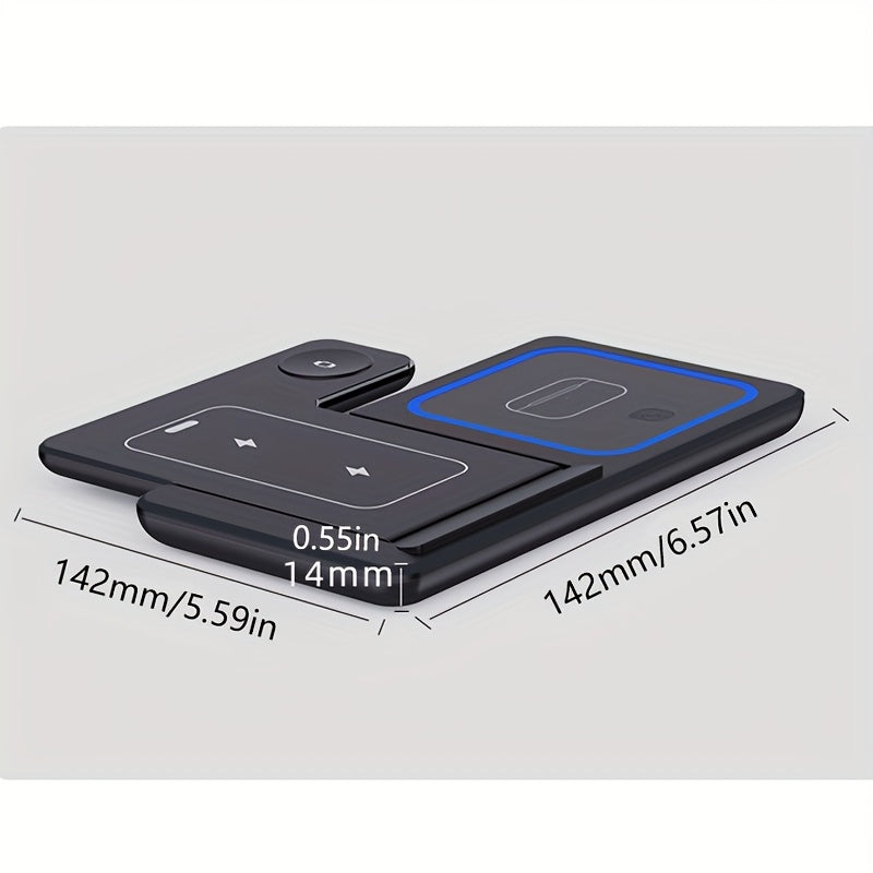 [Wireless Charging] Wireless Portable Magnetic Charging Station | 3-in-1 Charging Station | for iPhone 16 15 14 13 12 11 X Pro Max and Apple Watch and AirPods 4 3 Pro | Wireless Charging | for travel and gifting
