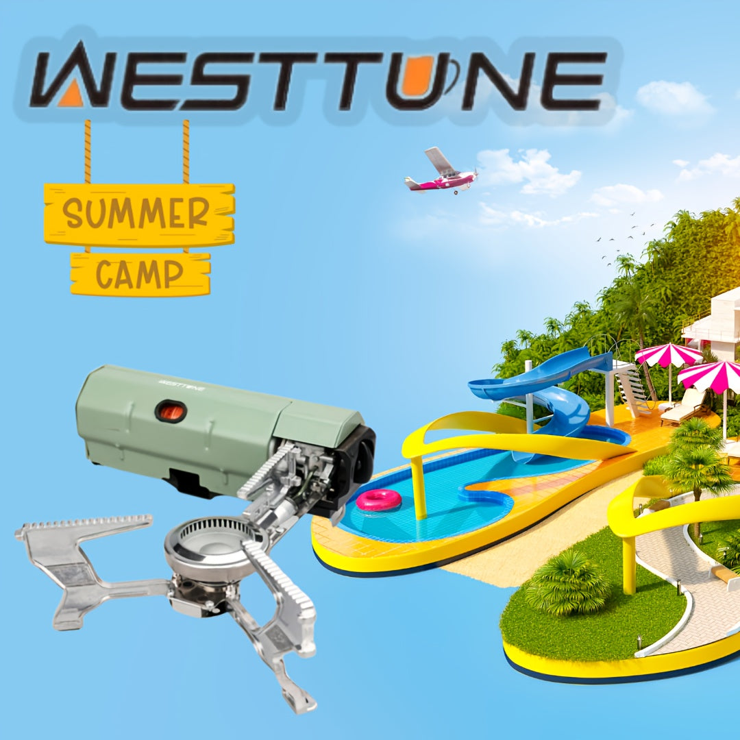 1pc WEST TUNE Portable Folding Camping Stove - Compact Outdoor Cooking Grill, Stainless Steel, Polished Finish, Ideal for BBQ, Fishing & Mountaineering, All-Season Use, Camping Cookware|Polished Finish|Stainless Steel Grate