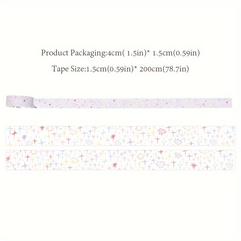 [Paper Star Pattern Decoration Tape] Star Pattern Washi Tape Roll for Planner Decoration, Scrapbooking, and DIY Crafts - Major Material: Paper
