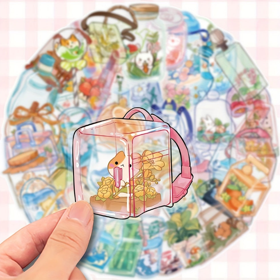 50-Pack Mixed Color Cartoon Vinyl Stickers, Aesthetic Decals for Laptop, Phone, Guitar, Water Bottle, Car, Bicycle, Luggage, Scrapbooking, Musical Instruments - Ideal for Party Favors, Rewards, New Year Gifts, Self-Adhesive,