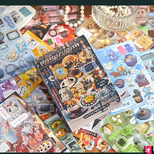 45 Retro Japanese Cute Sticker Books - Sparkling Memories Collection, DIY Scrapbook & Craft Accessories for Photo Albums, Journals, Phone Cases, Water Bottles, Laptops, Guitars, Skateboards & Luggage, Scrapbook Stickers