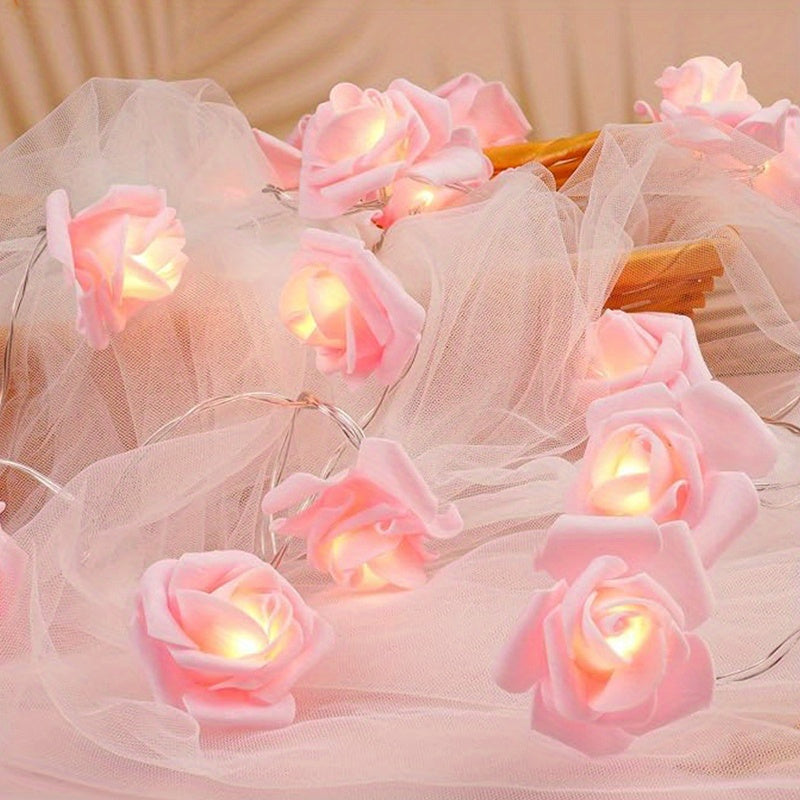 20-LED Battery Powered Fairy Lights - Enchanting LED Rose Garland String for Parties, Gardens, Christmas & Weddings - 4.92ft / 59.1Inch, 19.69ft / 236.2Inch, No Batteries Included