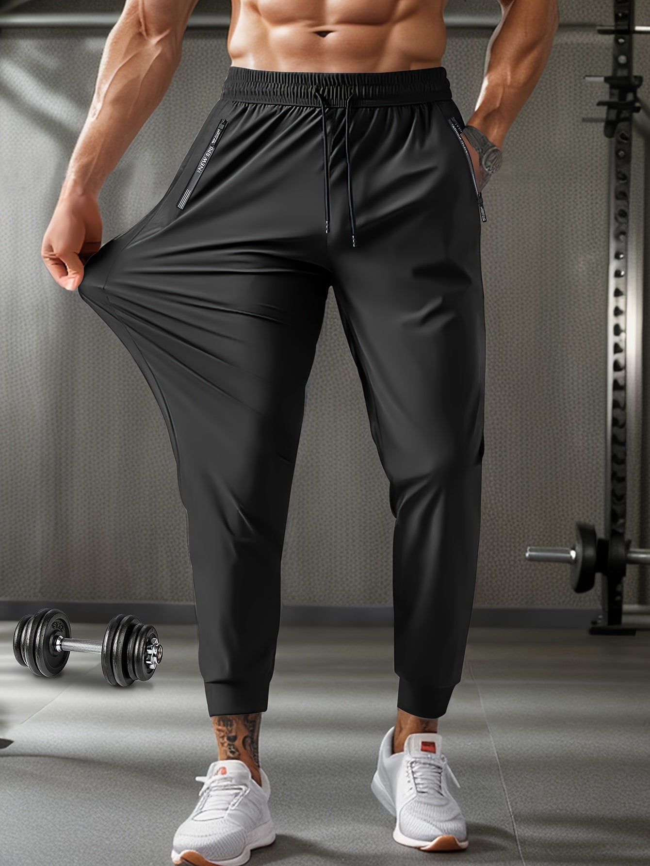 Men's Breathable Casual Sports Pants with Zipper Pockets