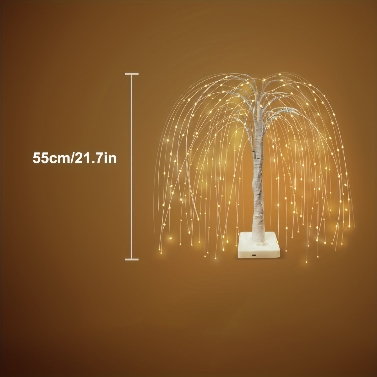 1pc Romantic Willow Tree Table Lamp with 192 LED Lights, 8 Lighting Modes, USB & Battery Powered, 19.7in Tall, PC Material for Home, Wedding, Party, Landscape Decor