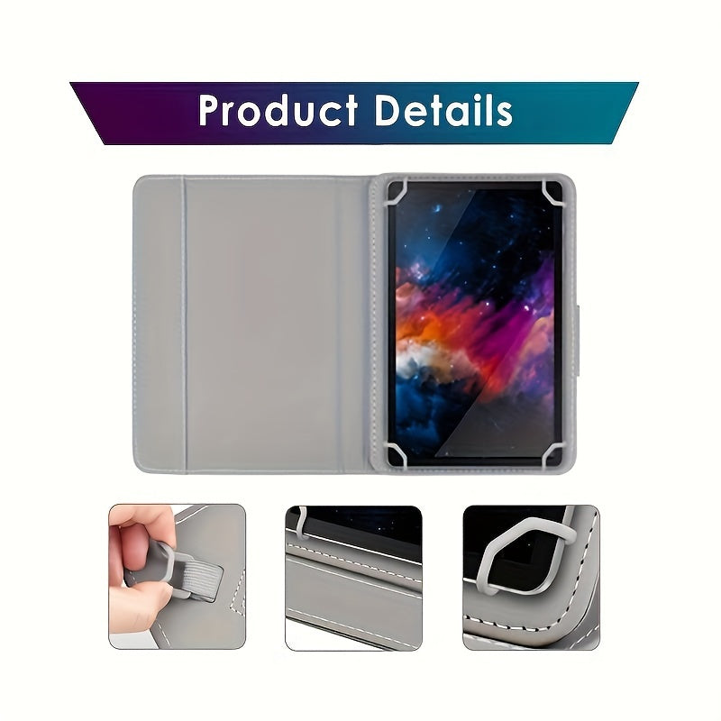 Faux Leather 10.1-Inch Universal Tablet Case - Magnetic Closure, Portable Folding Stand Folio for 9.6-10.5" Android/iOS/Windows Tablets - Card Reader Slot, Travel-Friendly