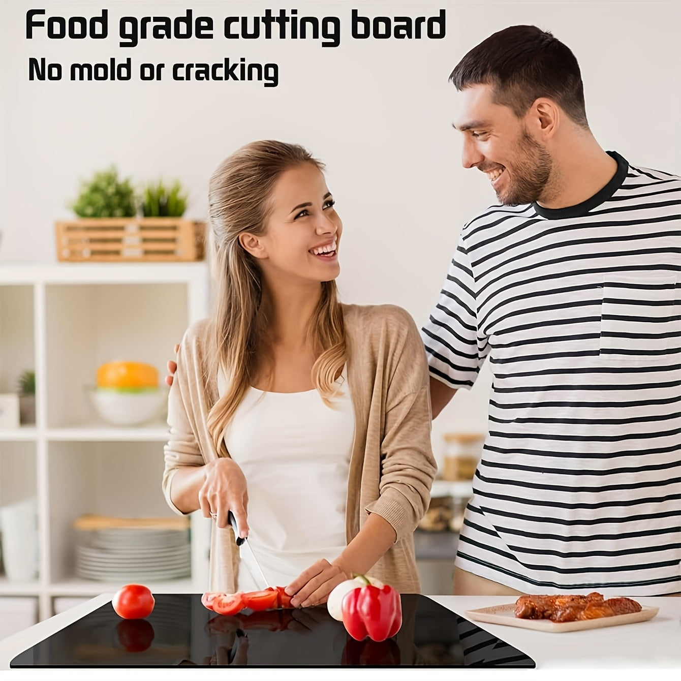 Large Black Cutting Board – Lip Edge, Non-Slip, Durable
