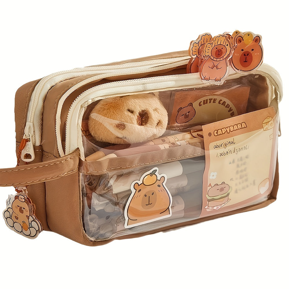 Kawaii Capybara Pencil Case Set, Cute Stationery Organizer