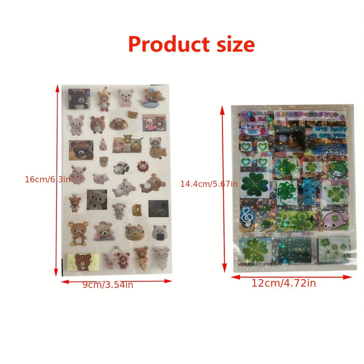 [Shiny Star Stickers] 5pcs Set of Transparent Shiny Stars Cute Bear Stickers | for Mobile Phone Cases And Notebooks, Kawaii Stickers