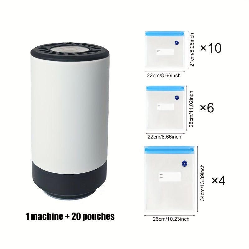 jkuoo-3in 1 USB rechargeable vacuum Seal Kit - portable electric pump and durable multi-size storage bag