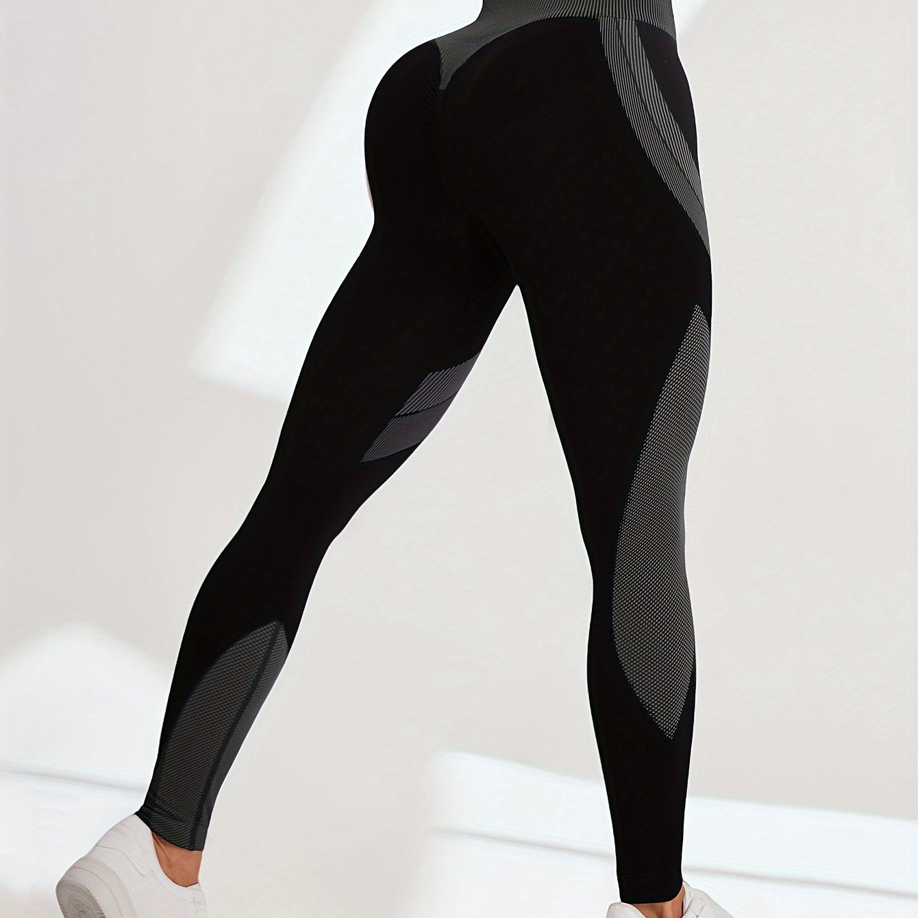 High Waist Seamless Yoga Pants with Color Stripes
