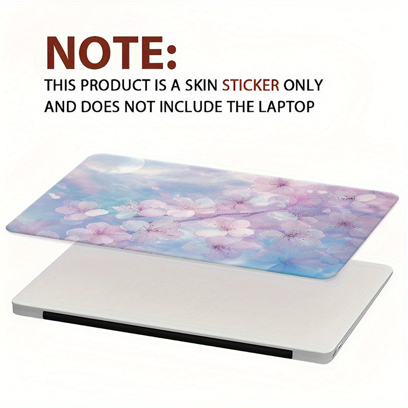 3pcs, 1pc Spare - Moonlit Cherry Blossom PVC Laptop Sticker, 38.99cm x 26.92cm Notebook Cover with Soft Pink & Purple Flowers, Durable & Easy to Apply, Perfect for Apple MacBook, MacBook Air, or MacBook Pro, Notebook Cover |