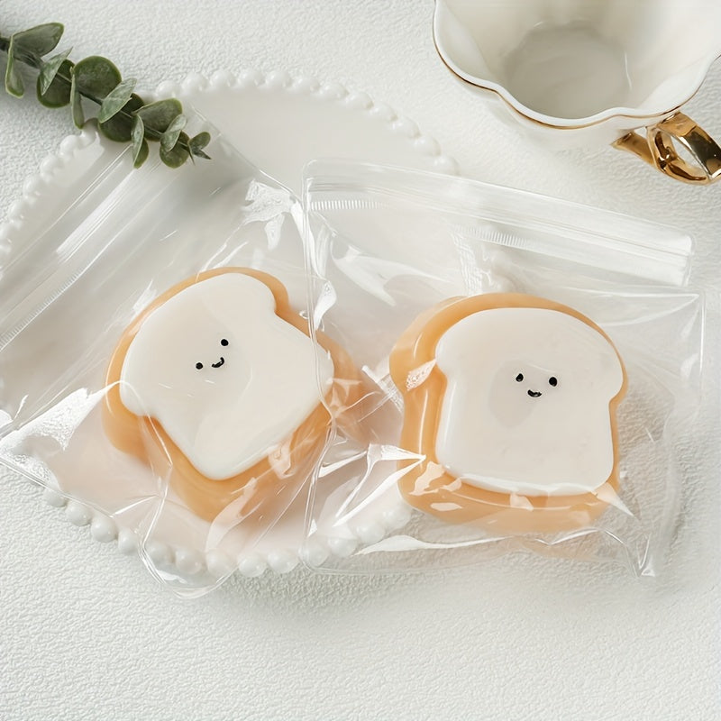 [Squishy Toast Toy] Ultra-Soft 1pc Squishy Toast Relax Toy | Adorable Smiling Face Design, Slow Rebound, Easy to Clean, Synthetic Rubber, Multicolor (White & Orange), Playful Desk Accessory