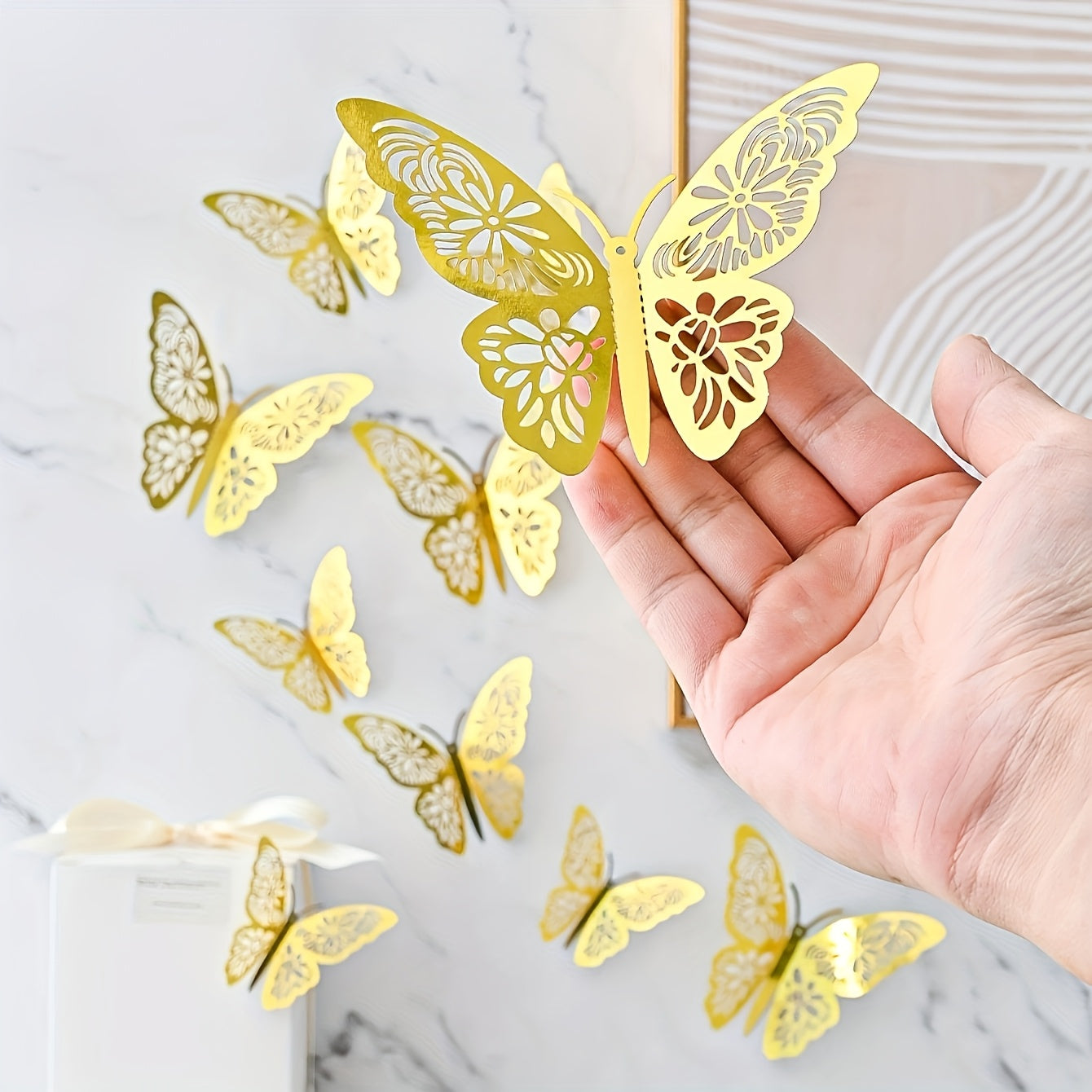 12pcs 3D Butterfly Stickers - Easy Peel & Stick, Removable Decals for Birthday, Wedding, Cake Decor & Outdoor Festivities