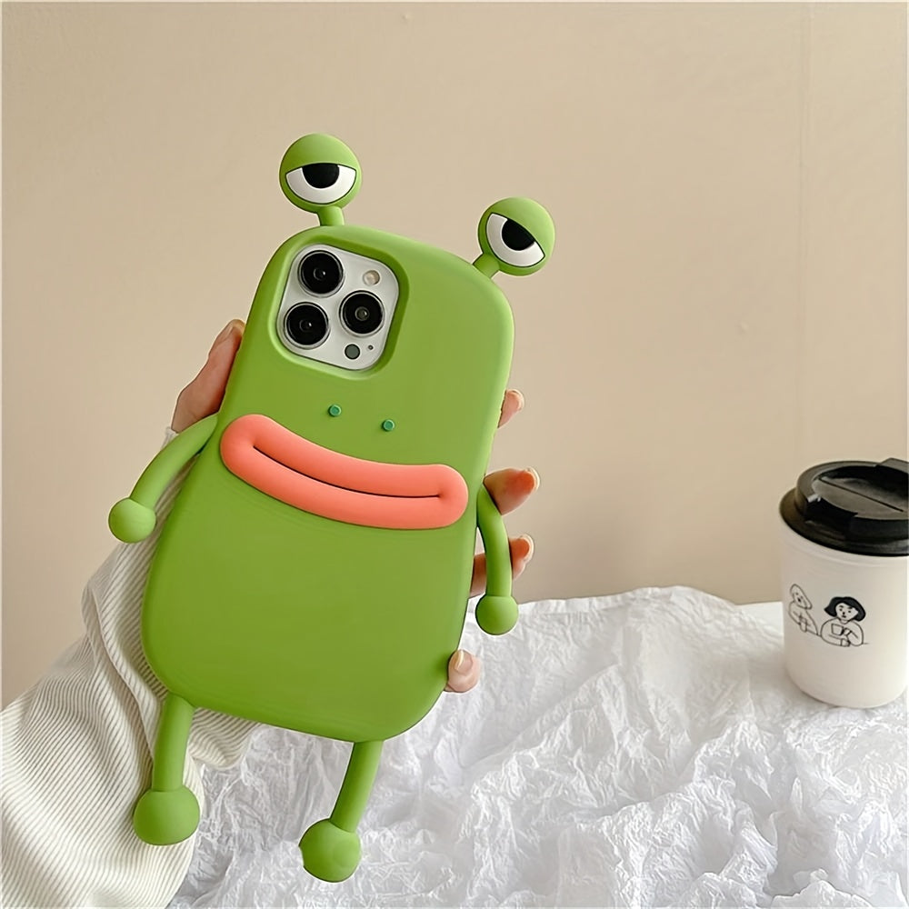 Adorable Funny 3D Big Eyes Frog Silicone Case - Soft, Shockproof, Protective Cover for iPhone 15, 14, 13, 12, 11 Pro Max