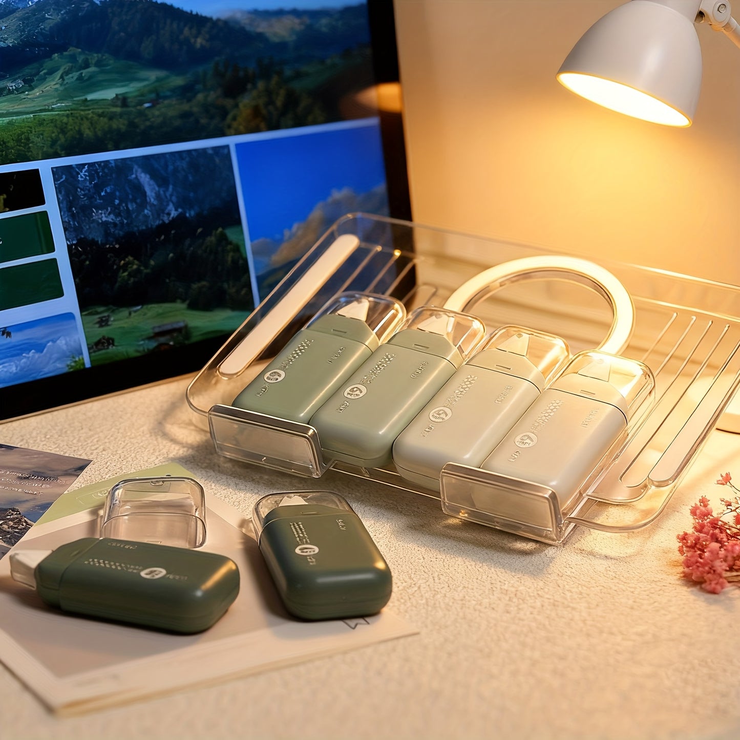 6 Tubes/6 Roll Set (4 Color Variants) All-in-One Double-Sided Glue Stick/Adhesive Tape Kit.